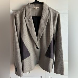 Mystree Cavallo Houndstooth/Pinstripe Mix Blazer w/studded collar Sz M